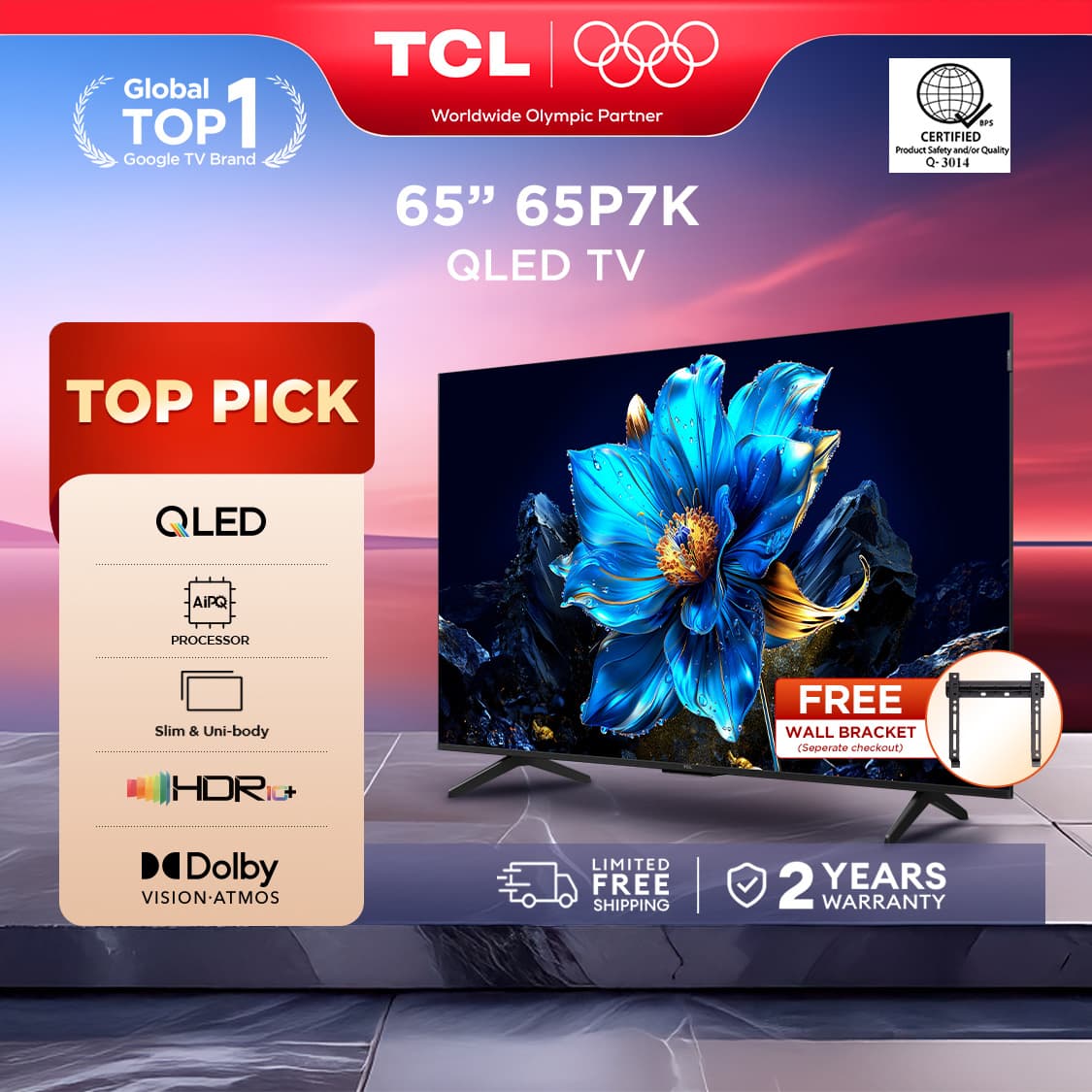 TCL 4K HDR QLED Google TV - 43/50/55/65 inches P7K Series