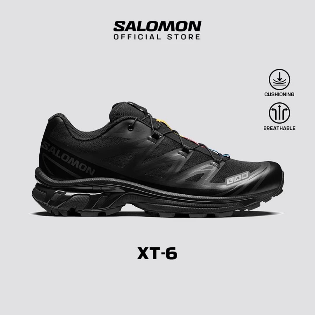SALOMON XT-6 Unisex Sportstyle Shoes in Black / Black / Phantom
