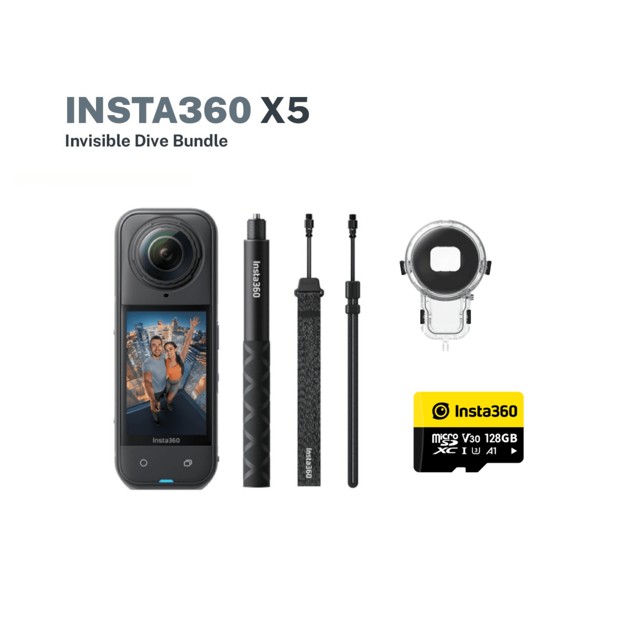 Insta360 X5 360º Waterproof Action Camera with 8K Resolution and Superior Low Light Quality