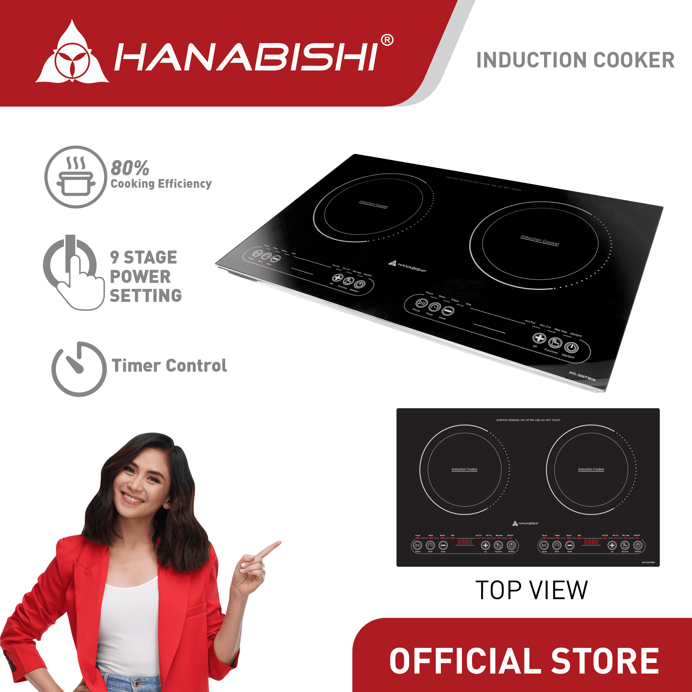 Hanabishi Twin Induction Cooker HIC500TWIN
