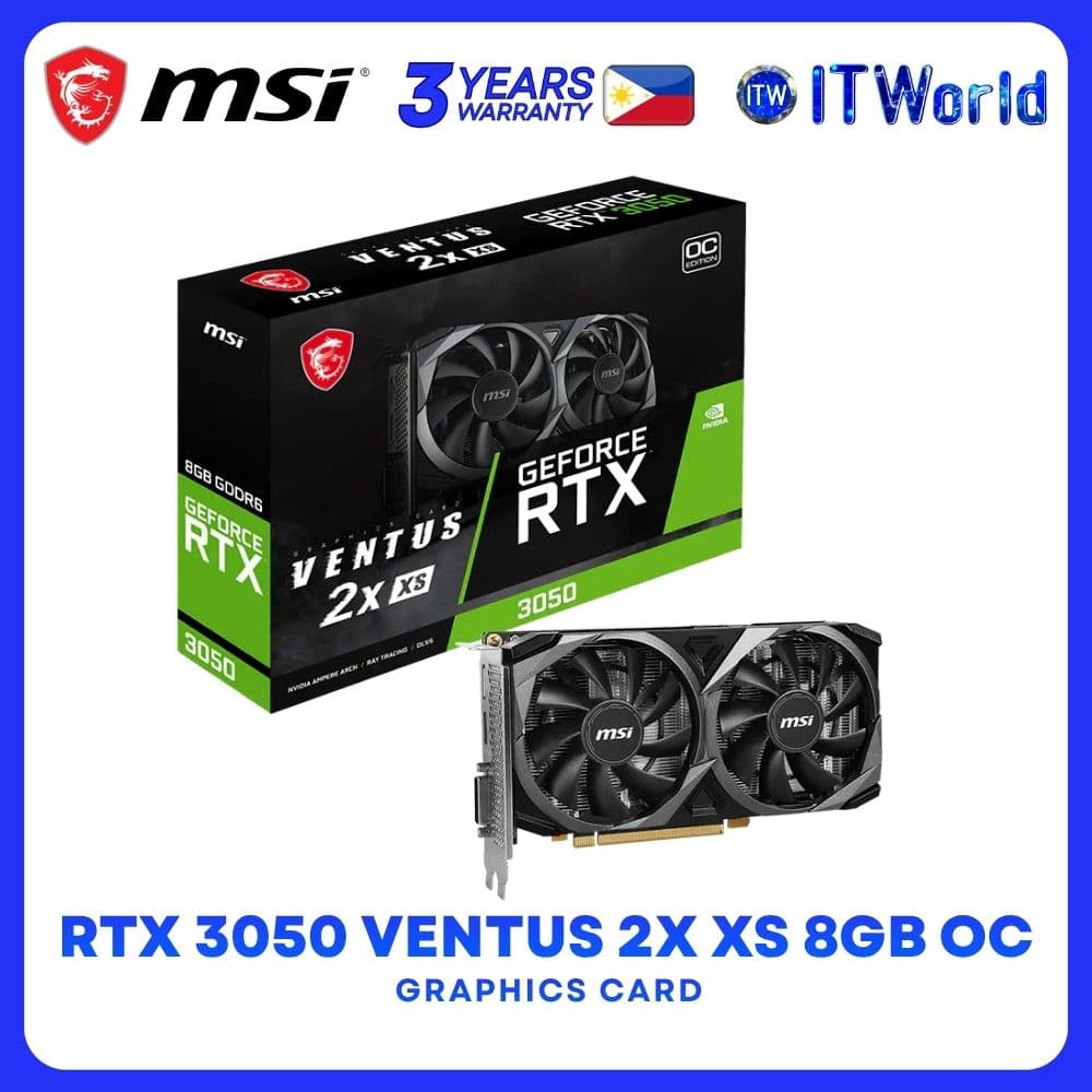 MSI GeForce RTX 3050 Ventus 2X XS 8GB GDDR6 OC Dual Fans Graphics Card itw