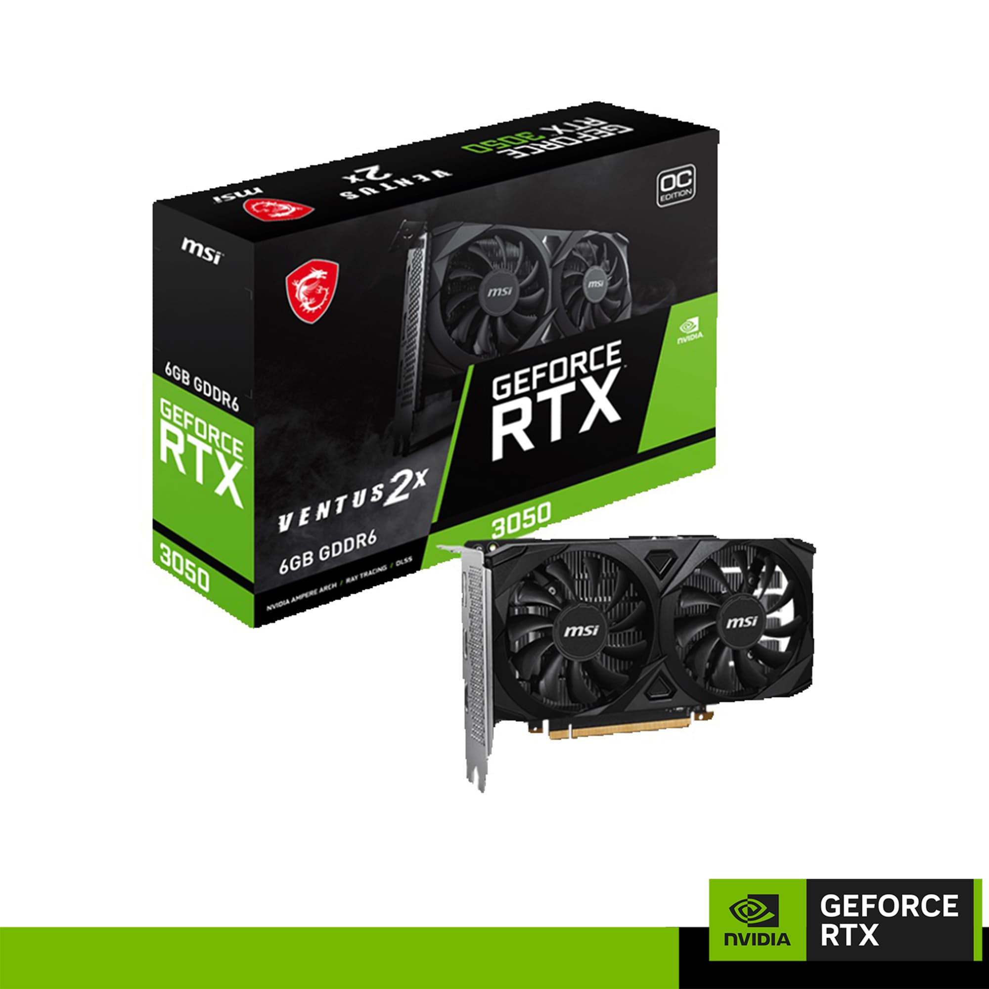 MSI NVIDIA® GeForce® RTX™3050 VENTUS 2X OC 6GB GDDR6 96BIT