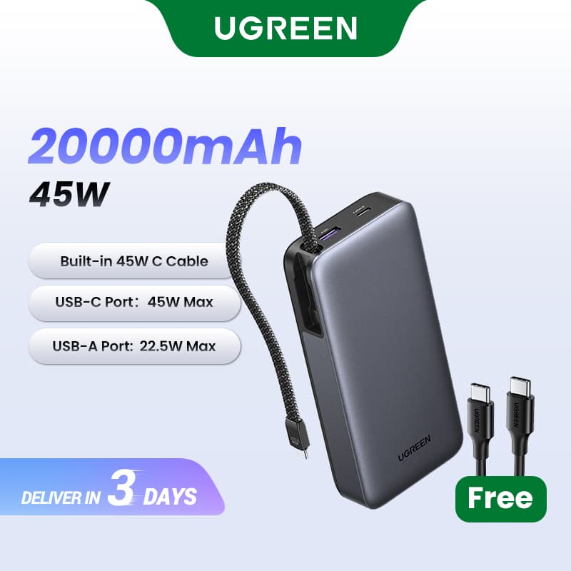 UGREEN Powerbank 20000mAh 100W 72Wh Super Fast Charging for Tablet Laptop Cellphone iPhone 18 17 16 15 14 pro max XIAOMI SAMSUNG S26 Ultra S25 Ultra S23 S22 S21 MacBook pro Air