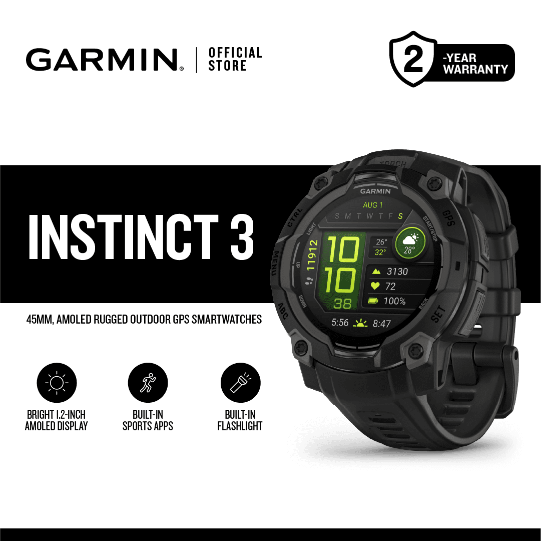 Garmin Instinct 3, AMOLED Series, Outdoor Fitness, GPS Smartwatch, for Outdoor Activities
