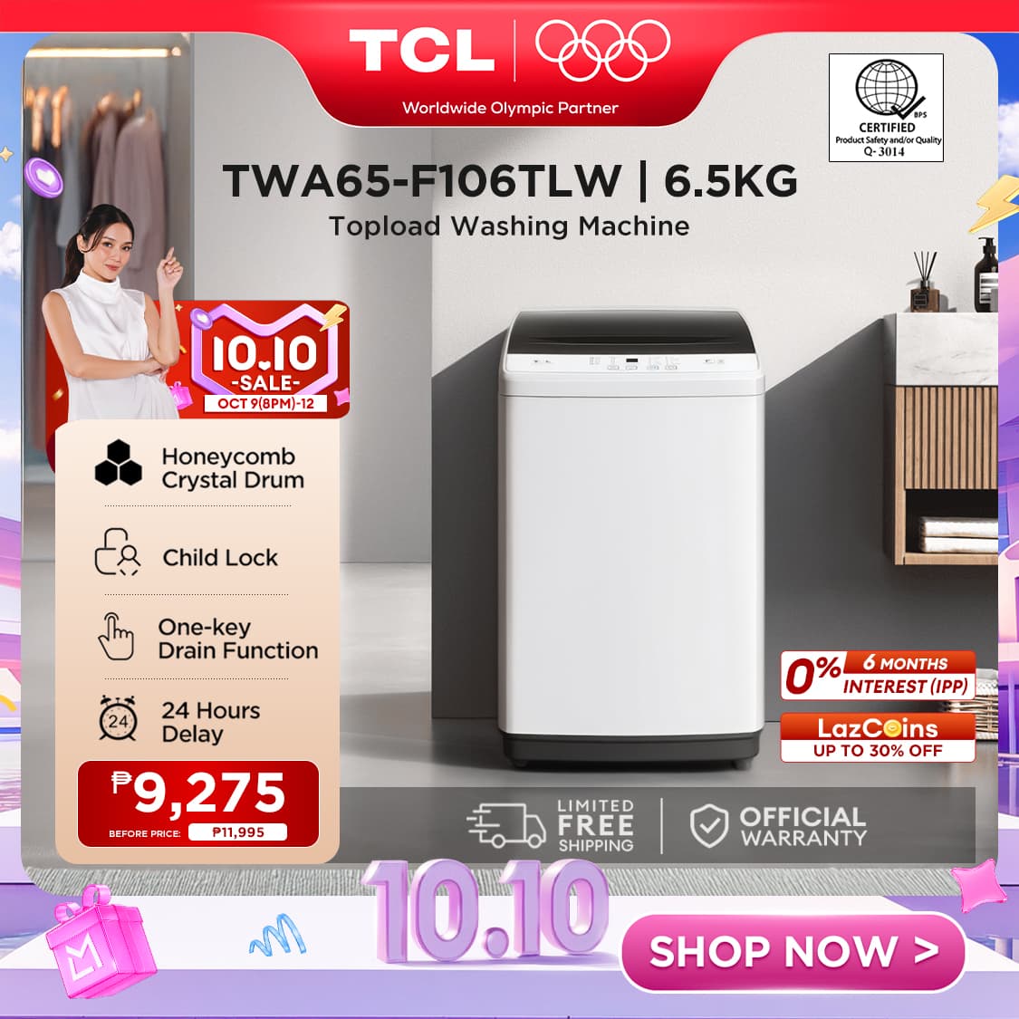 TCL F1 Series Top Load Washing Machine