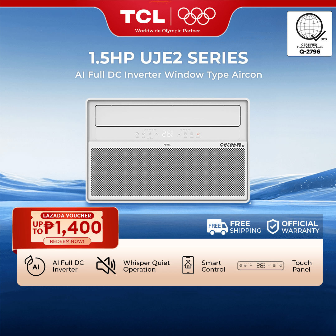 TCL Aircon TAC-12CWI/UJE2 1.5HP AI Full DC Inverter, AI Full DC Inverter, Smart Control, Voice Command "Hey Google", Fast Cooling, Whisper-Quiet Operation, Touch Screen Panel, Gold Fin, Sleep Mode Function