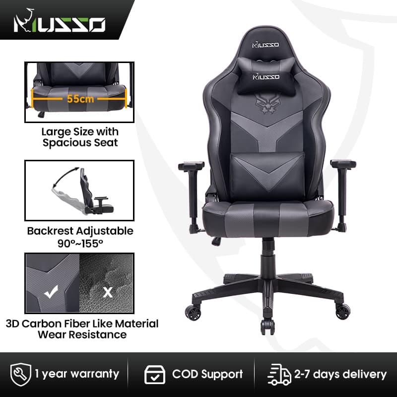 MUSSO Retro Series 249C Gaming Chair with Panther Embroidery Heavy Duty Adjustable XL Computer Chair