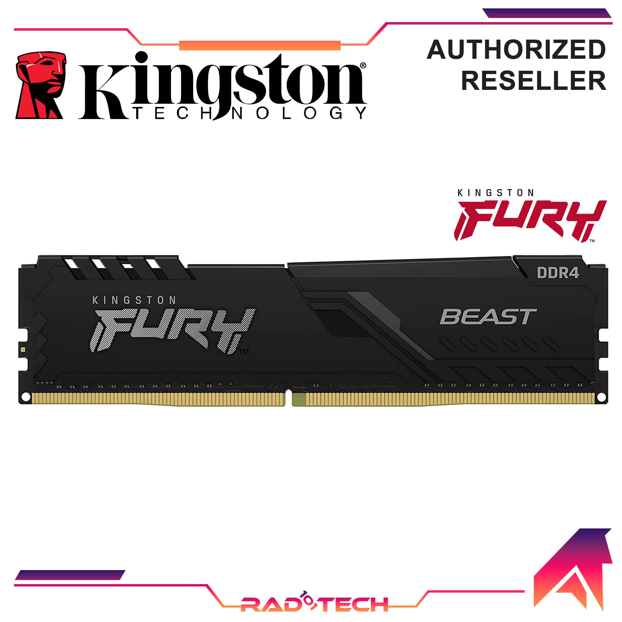 Kingston Fury Beast 8GB 3200MHz DDR4 CL16 DIMM Desktop Memory Ram (NON-RGB/RGB)