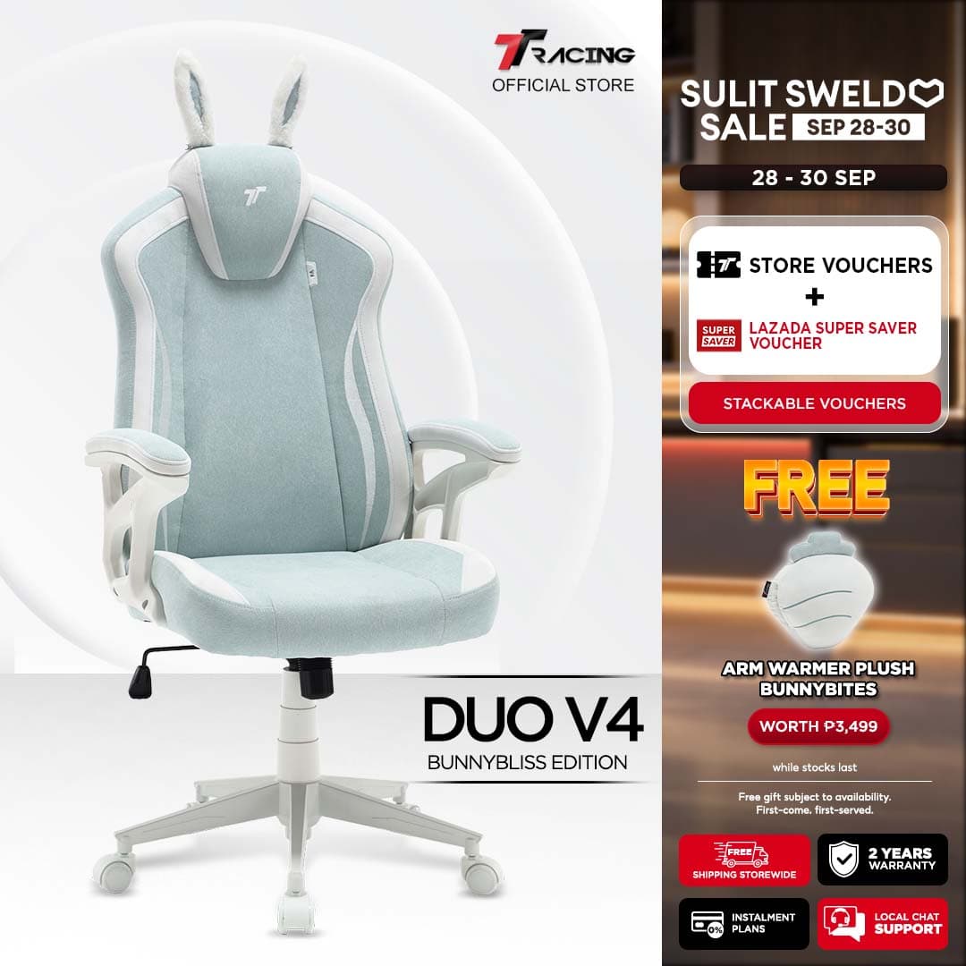 TTRacing Duo V4 KittyPuff BunnyBliss Air Threads Fabric Gaming Chair - 2 Years Official Warranty