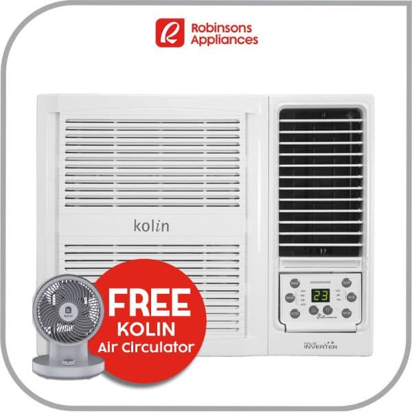 Kolin 0.75 hp Window Type Aircon Inverter (KAG-75WCINV) + FREE Kolin 7in Air Circulator (KCF-07TMGAC)