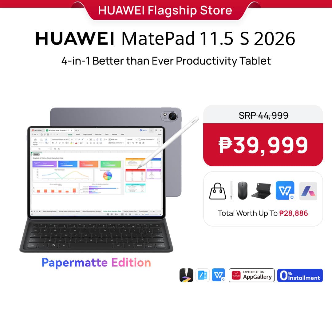 HUAWEI MatePad 11.5 S 2026 Tablet l WiFi l 12GB+256GB l PC-level WPS Office 3.0 l Ultra-clear PaperMatte Display l Upgraded HUAWEI Notes & GoPaint