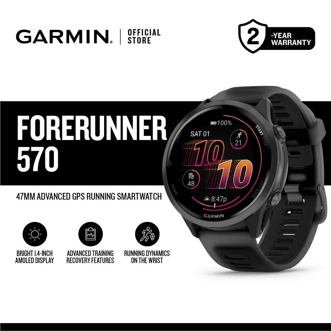 Garmin Forerunner 570, Running Fitness, Smartwatch - New Advanced GPS Fitness Tracker with Heart Rate Monitor & Built-in Speaker