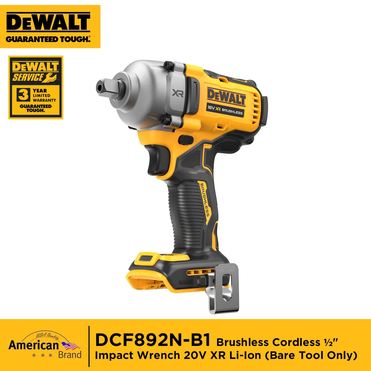DEWALT DCF892N-B1 Brushless Cordless 1/2" Impact Wrench 20V XR Li-Ion (Bare Tool Only)