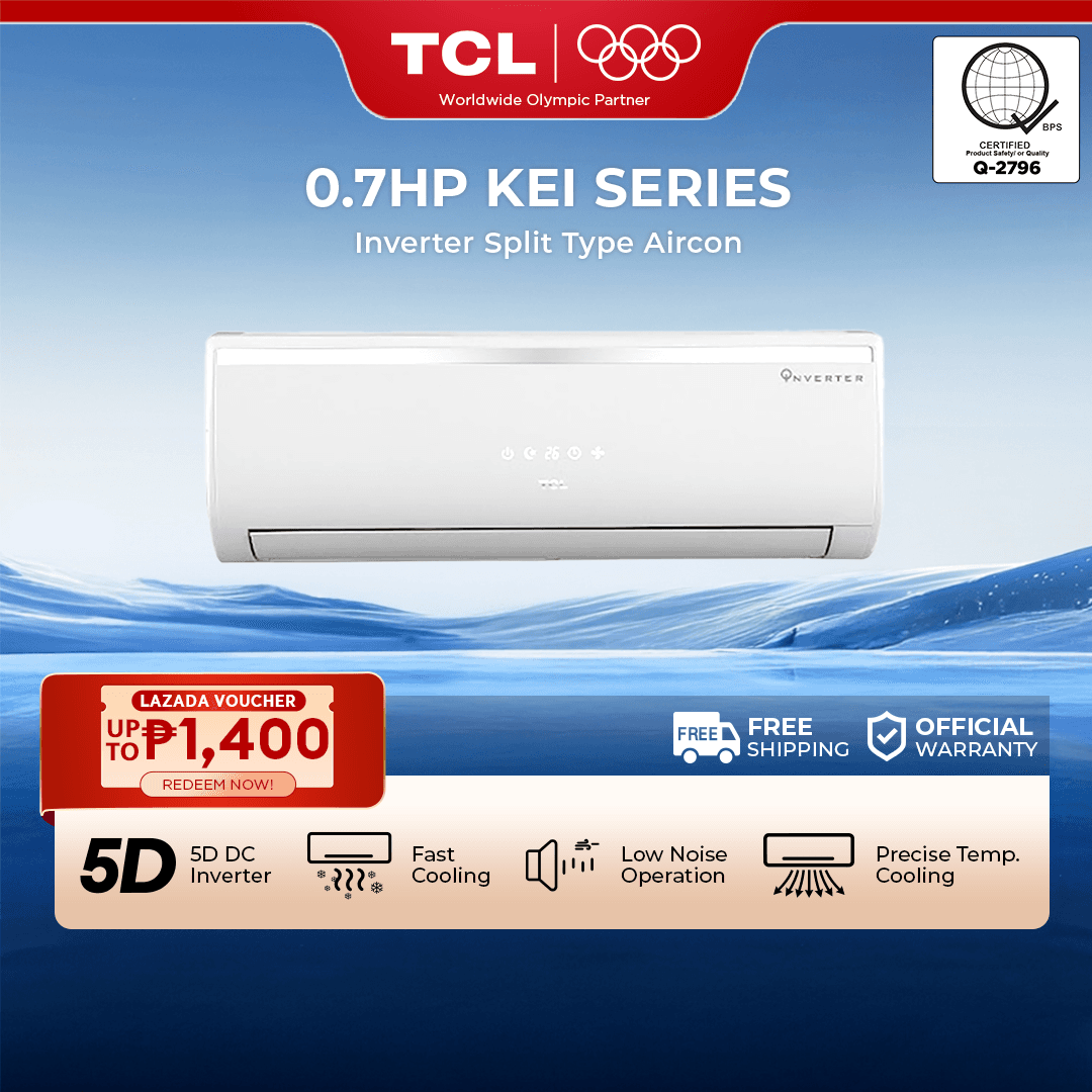 TCL 0.7HP KEI Series DC Inverter Aircon Split-type Air Conditioner Energy Saving Titan Gold, Energy Efficient