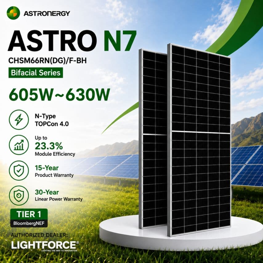 Astronergy ASTRO N7 605-630W Solar Panel CHSM66RN (DG) / F-BH Bifacial Series