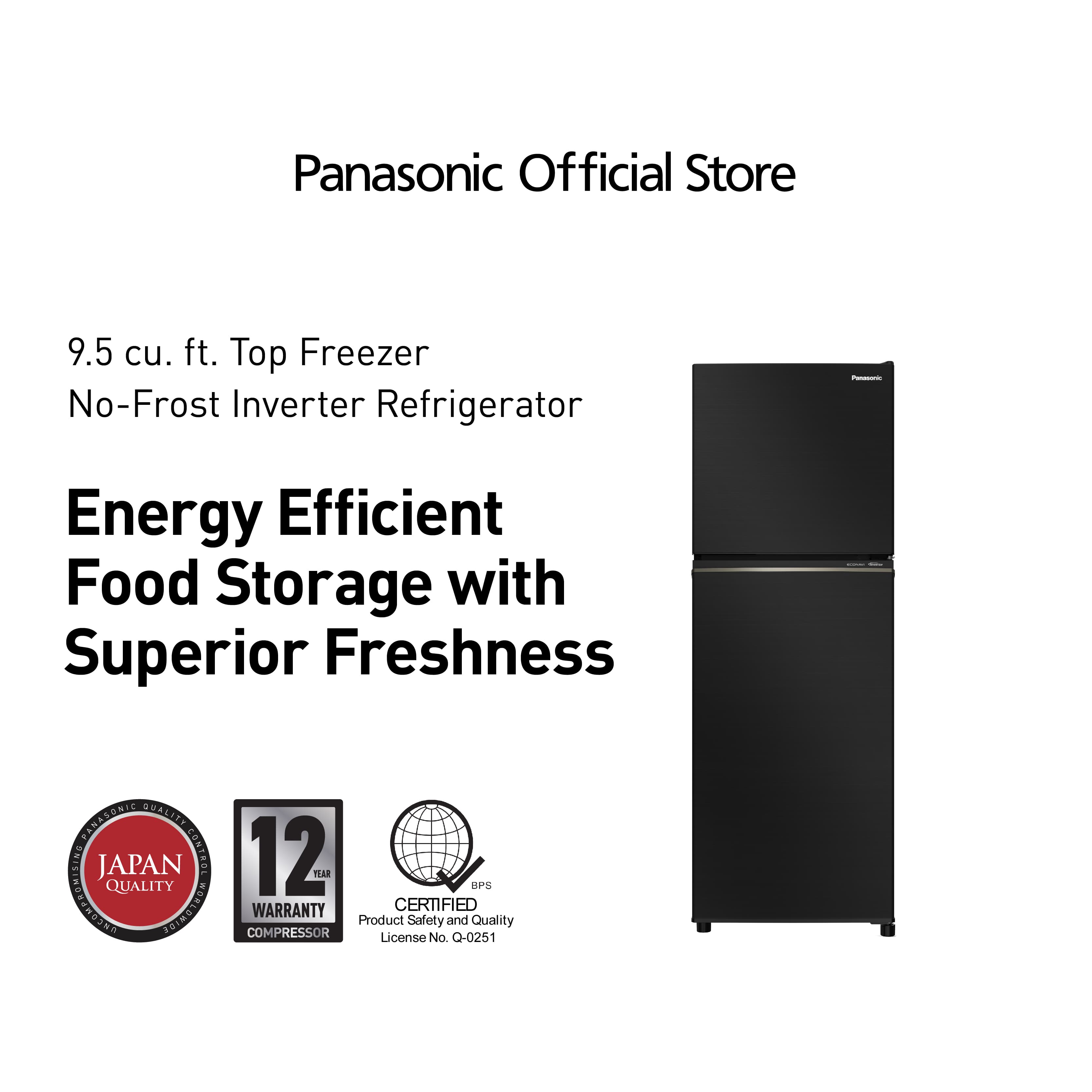 Panasonic NR-BP272VD 9.5 cu.ft Two Door Top Freezer Deluxe No-Frost Inverter Refrigerator