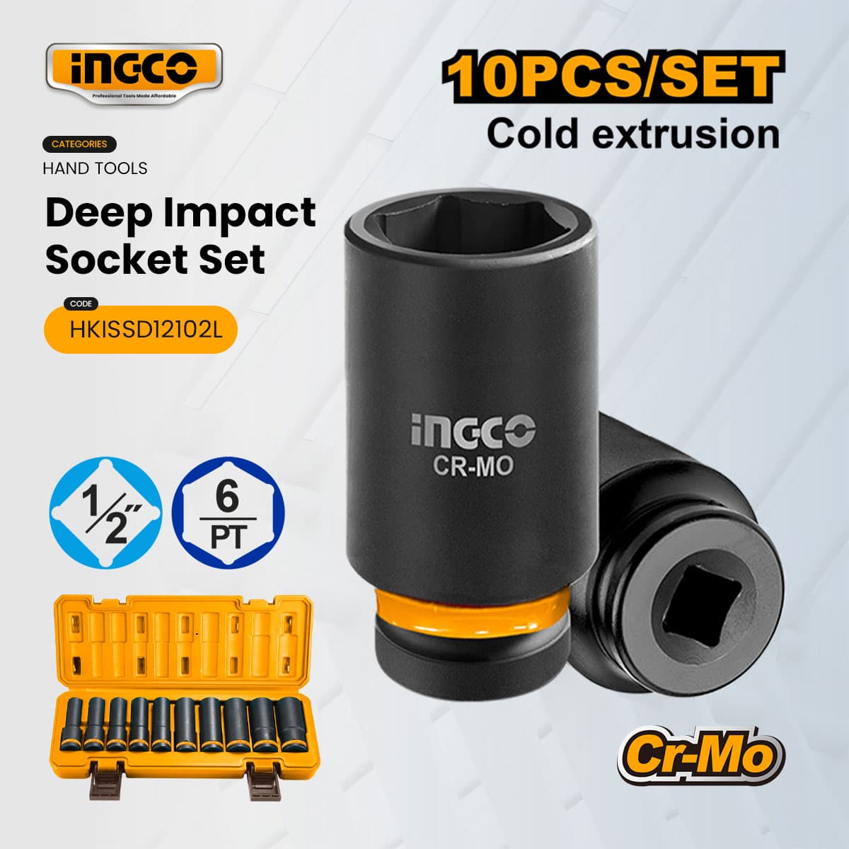 Ingco 300/400Nm Brushless Cordless Impact Wrench & LED Work Lamp Combo Kit With Batteries & Charger Power Tool Set ICPT