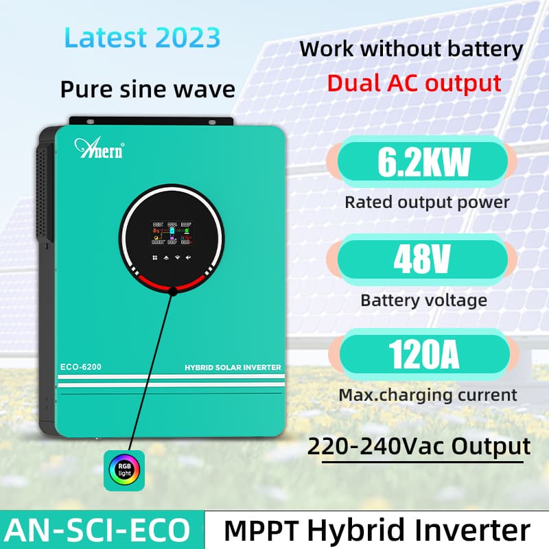 3KW/4.2KW/6.2KW MPPT Hybrid Inverter Solar Inverter 24V 48V Hybrid Power Inverter MPPT 230VAC Pure Sine Wave Inverter Off Grid Inverter Hybrid Inverter DC to AC Converter