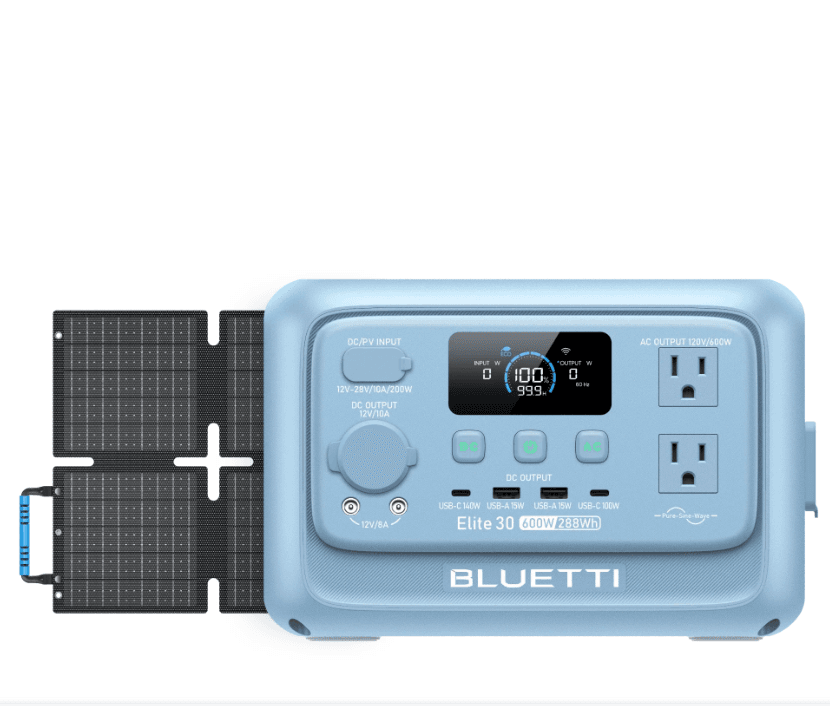 BLUETTI （EB3A upgraded version）Elite 30 V2 288WH Portable Power Station Solar Generator with LiFeP04 Fast Charge Up to 1500 W Power for Emergency Power Camping Motor Homes Home
