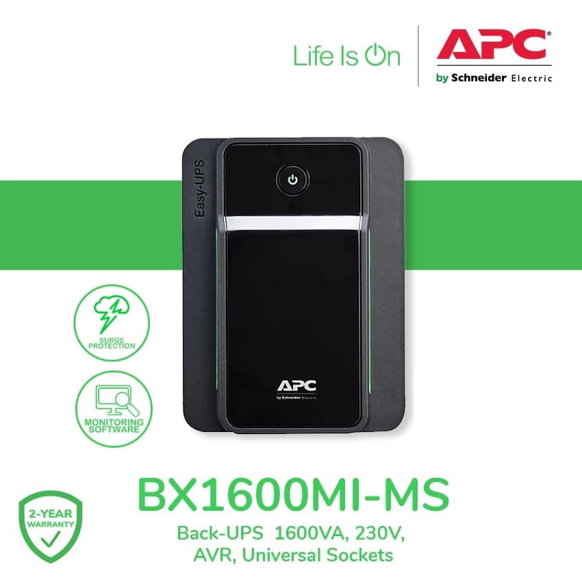 APC Back-UPS (BX1600MI-MS) 1600VA, 230V, AVR, Universal Sockets
