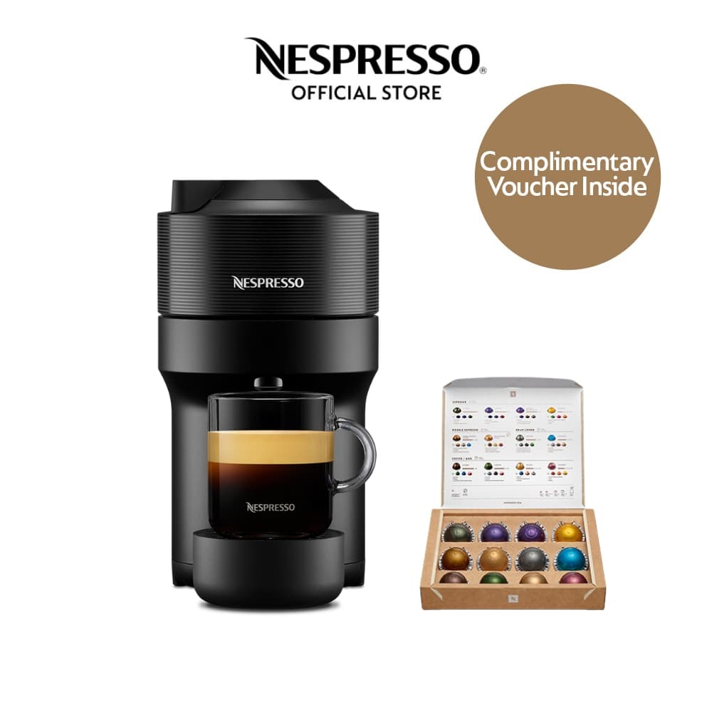 Nespresso Vertuo Pop Coffee Machine for Espresso, Filter Coffee, Large Coffee Cup with Coffee Capsules, Liquorice Black