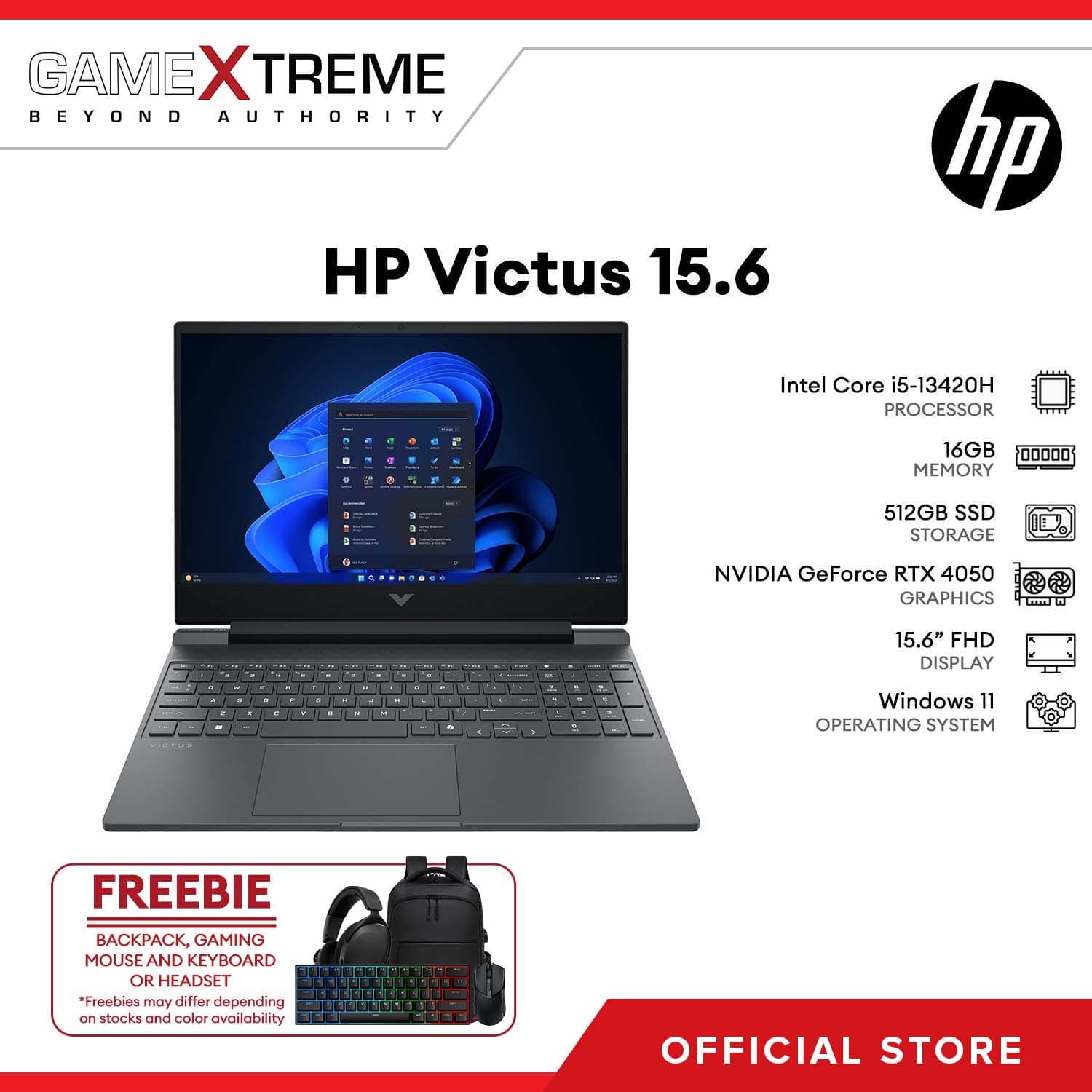 HP Victus 15.6" FHD 144Hz Gaming Laptop i5-13420H 16GB RAM 512GB SSD RTX 4050 Win 11 MicaSilver