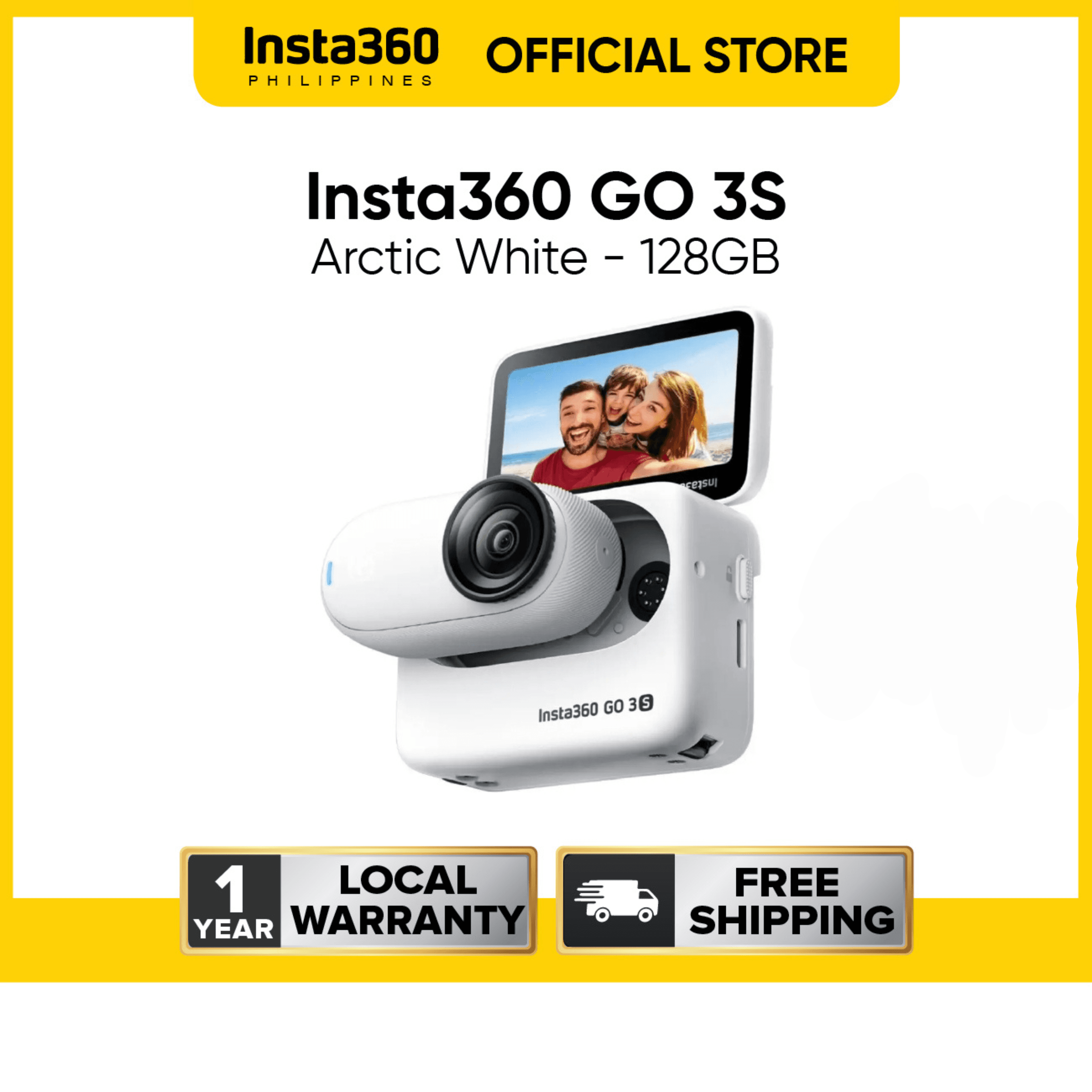 Insta360 GO 3S (128GB) 4K Tiny Waterproof Action Camera, Hands-Free POV Video Capture Perfect for Travel, Sports and Daily Vlogging