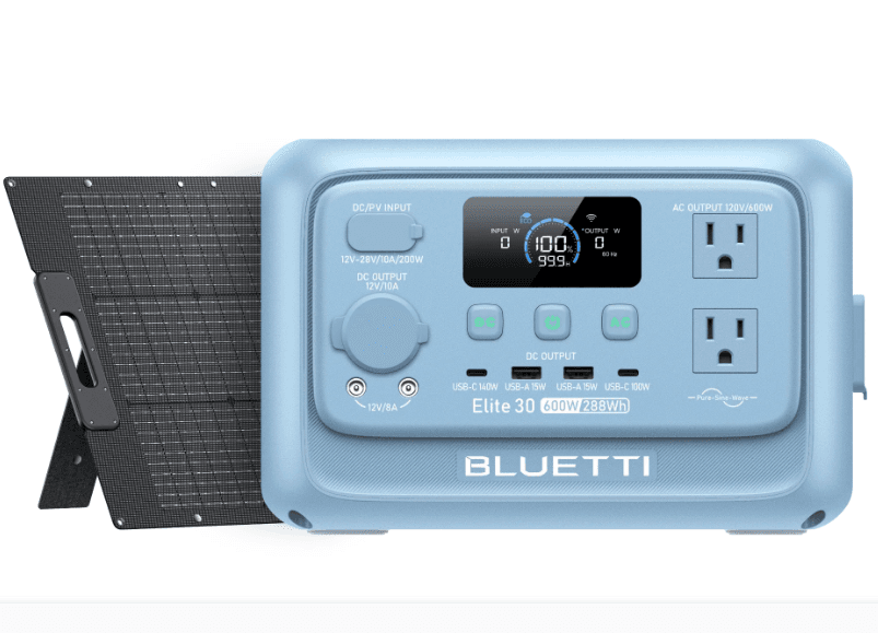 BLUETTI （EB3A upgraded version）Elite 30 V2 288WH Portable Power Station Solar Generator with LiFeP04 Fast Charge Up to 1500 W Power for Emergency Power Camping Motor Homes Home