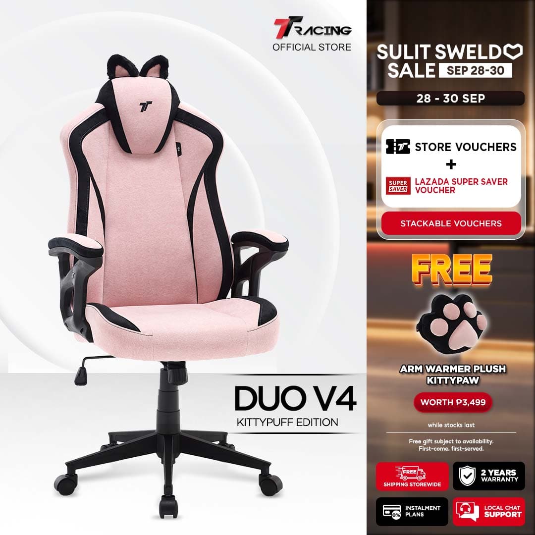 TTRacing Duo V4 KittyPuff BunnyBliss Air Threads Fabric Gaming Chair - 2 Years Official Warranty