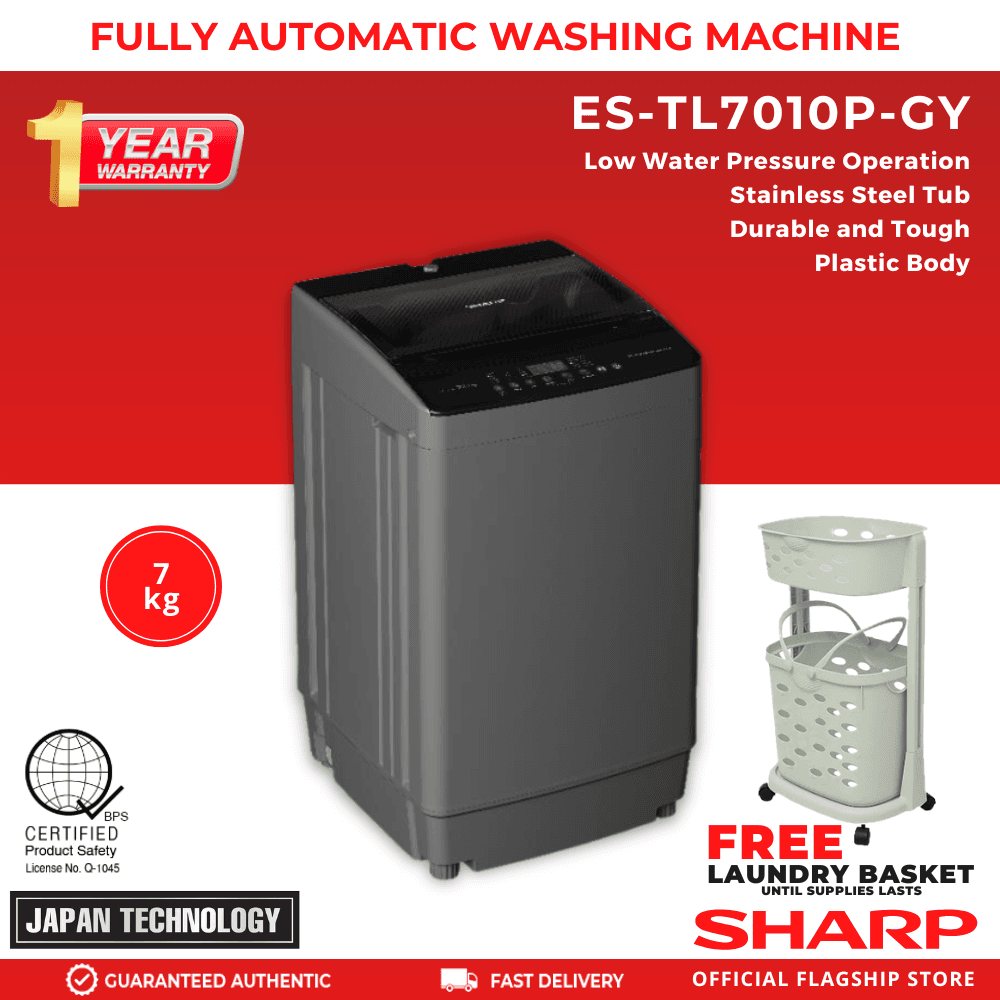 Sharp ES-TL7010P-GY 7.0Kg. Fully Automatic Top Load Washing Machine
