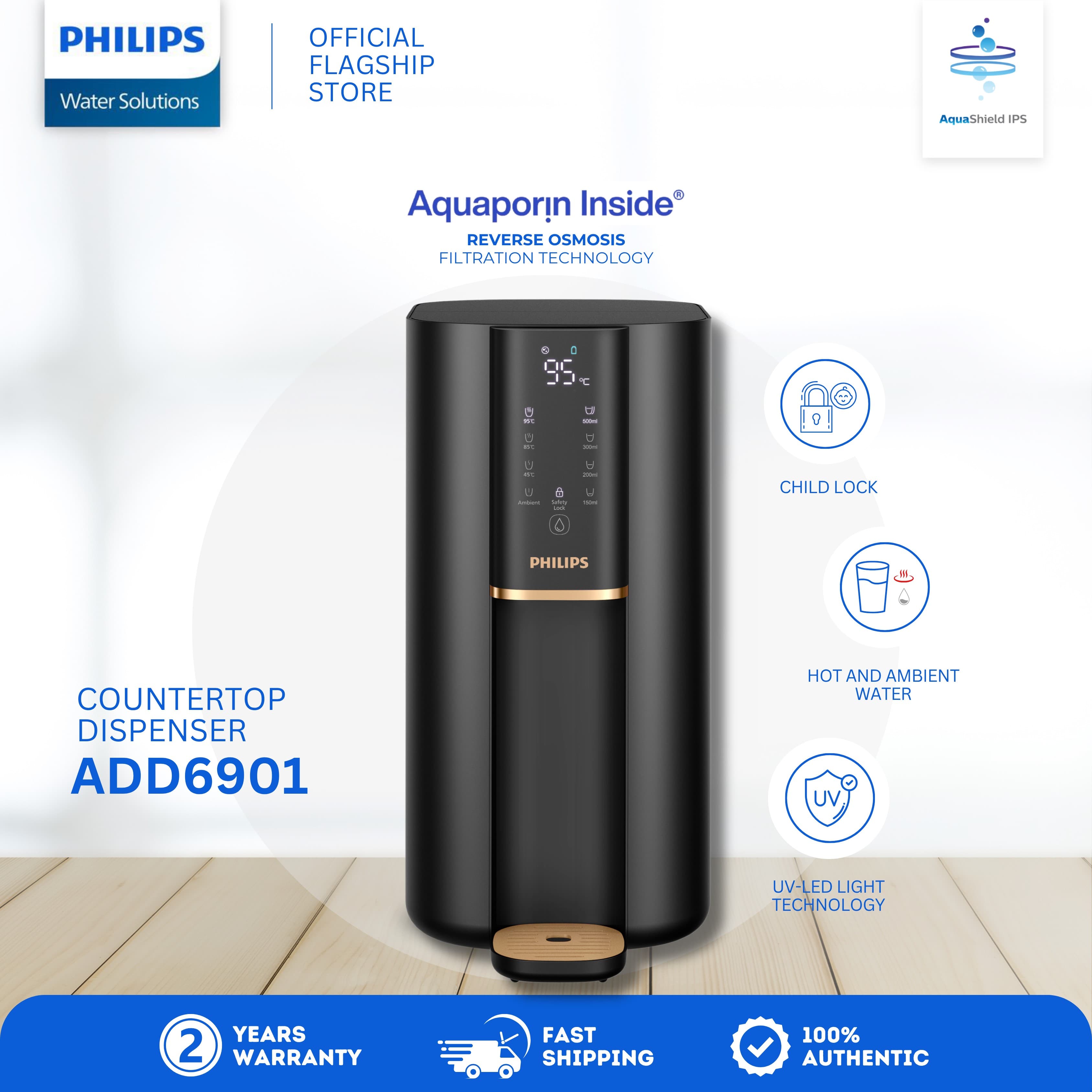 Philips Aquaporin InTouch ADD6901BK Countertop Water Purifier with UV Sterilizer and Child Lock 4-in-1 Reverse Osmosis Filter System
