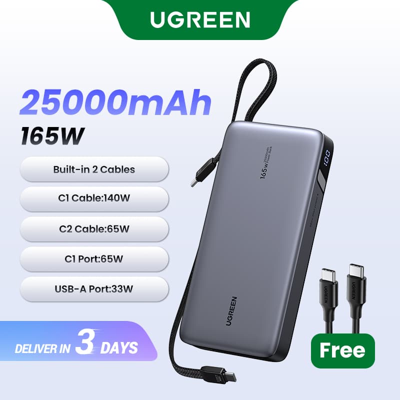 UGREEN Powerbank 20000mAh 100W 72Wh Super Fast Charging for Tablet Laptop Cellphone iPhone 18 17 16 15 14 pro max XIAOMI SAMSUNG S26 Ultra S25 Ultra S23 S22 S21 MacBook pro Air