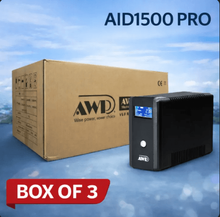 AWP AID1500 Pro LCD 900W-1500VA UPS with AVR Uninterruptible Power Supply (6 Sockets) Power Backup for Entry Level Computers, Laptops, Routers, TVs, Printers, CCTV,Monitors