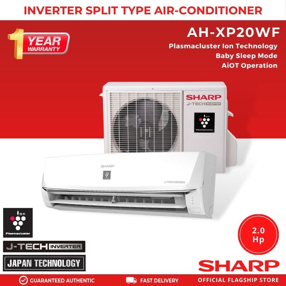 Sharp AH-XP20WF / AU-XP20WF 2.0 HP Aircon Split Type Inverter Premium Air Conditioner