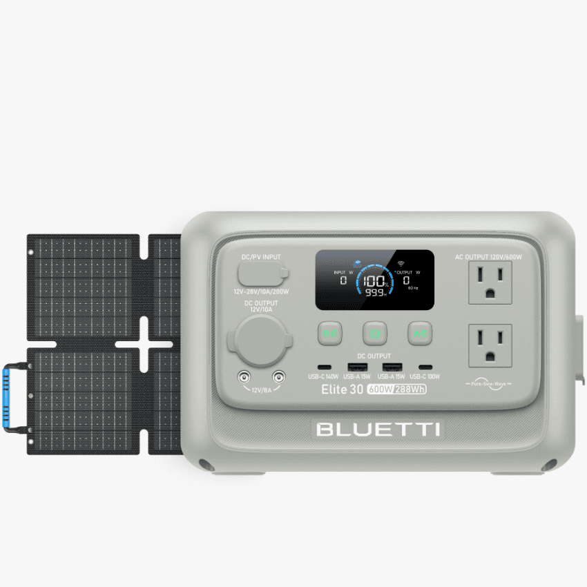 BLUETTI （EB3A upgraded version）Elite 30 V2 288WH Portable Power Station Solar Generator with LiFeP04 Fast Charge Up to 1500 W Power for Emergency Power Camping Motor Homes Home