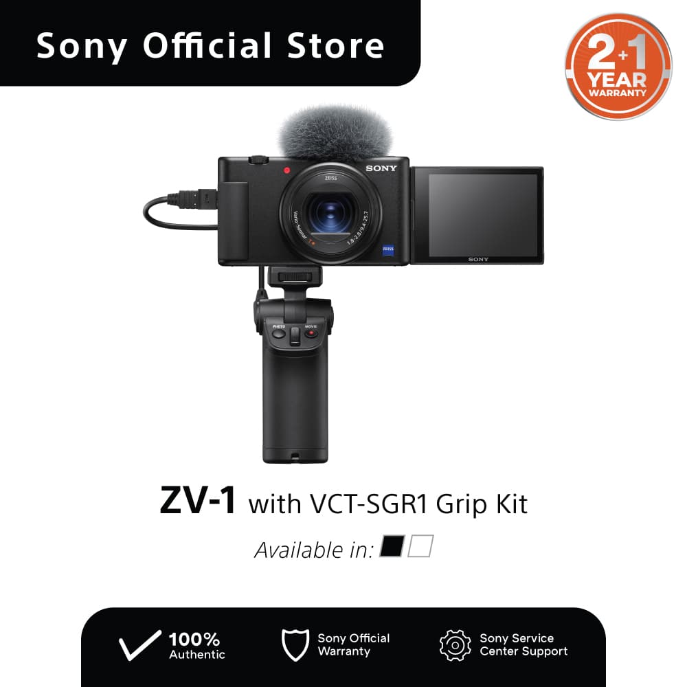 Sony ZV-1/ ZV1 Vlogging Camera with Zoom lens and Fast Hybrid AF with VCT-SGR1 Grip Kit