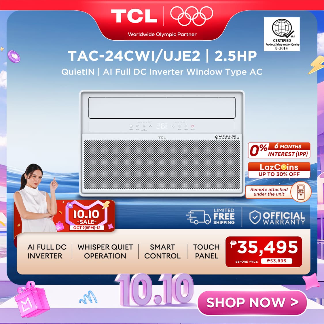 TCL UJE/UJE2 Series Inverter Aircon Window Type Smart Air Conditioner