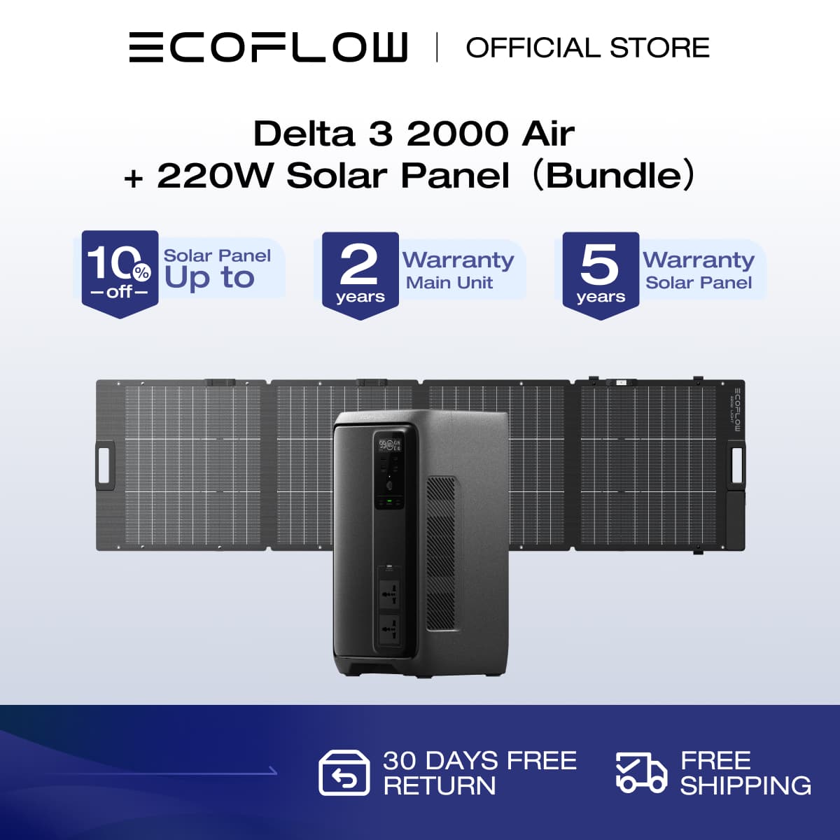 EcoFlow DELTA 3 2000 Air Portable Power Station 10ms UPS 1920Wh LiFePO4 Battery Fast Charging Use as a Solar Generator for Emergency Home Backup Power Camping Motor