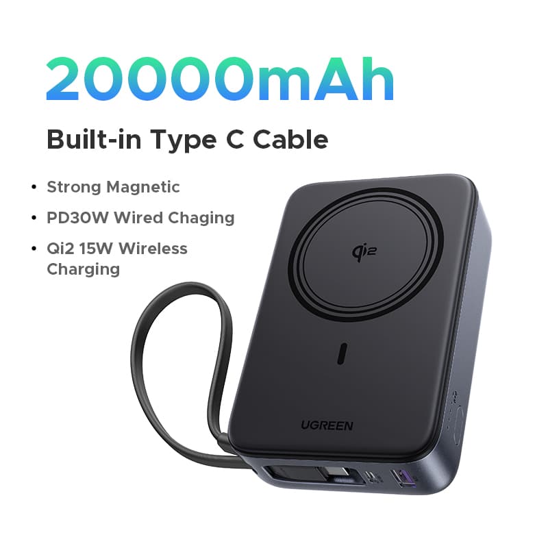 UGREEN 15W Magnetic Wireless 10000mAh Powerbank PD 20W Qi2 15W Wireless Fast Charging for iPhone 18 17 13 12 16 15 14 Portable Power Bank Para sa iPhone at Android Mabilis na Charging