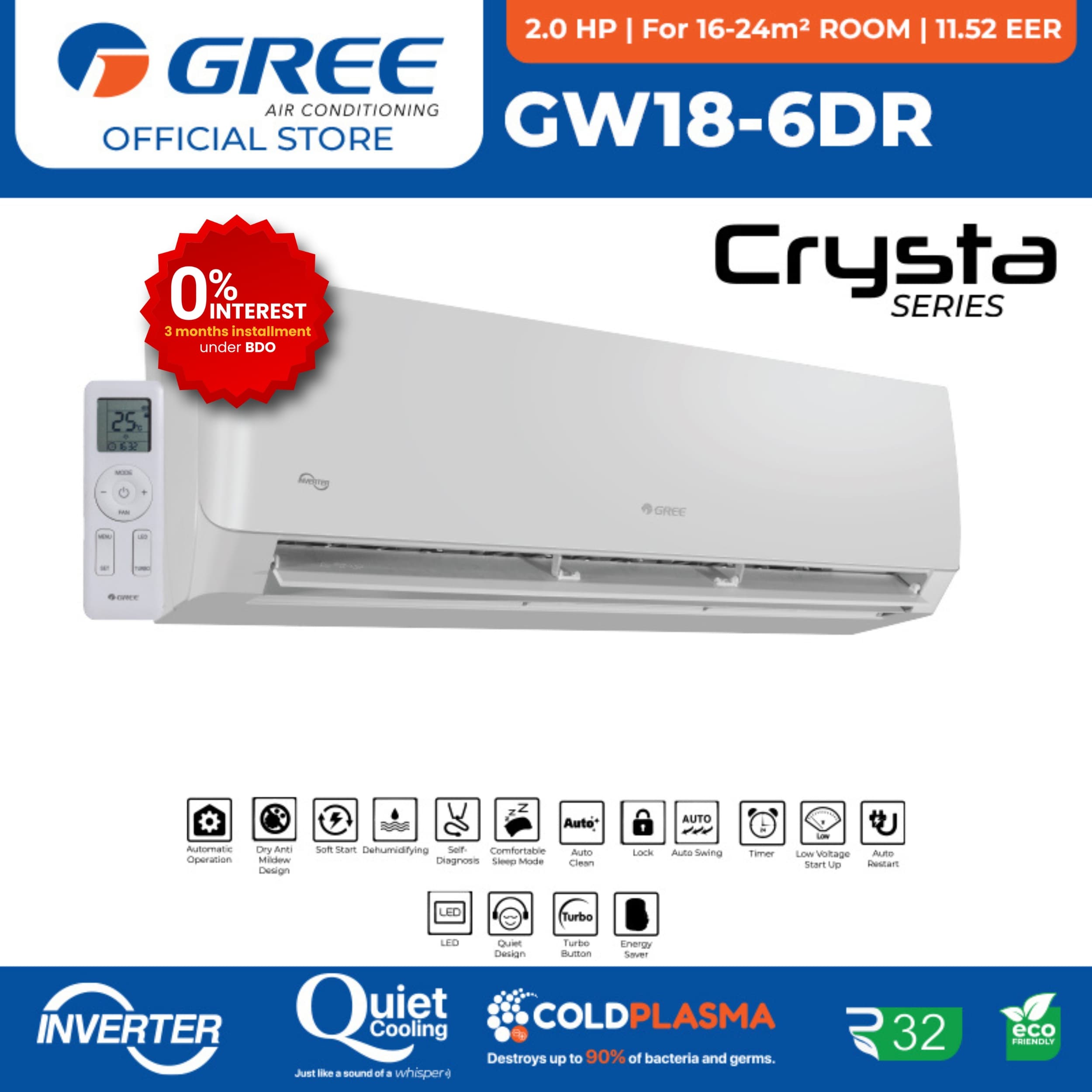 Gree GW18-6DR 2HP Wall Mounted Split Type Inverter Aircon