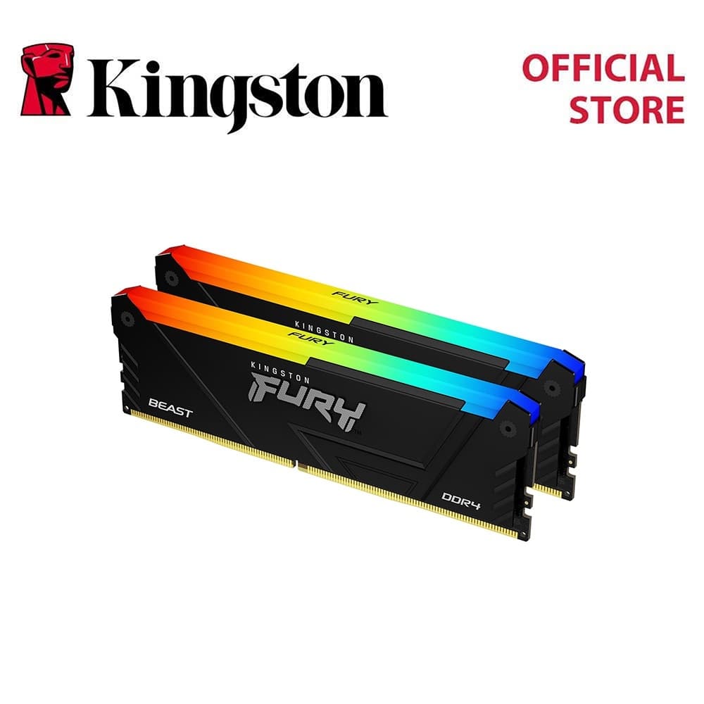 Kingston Fury Beast RGB DDR4 8GB/16GB/32GB Single/Dual Kit 8Gbit DIMM RAM Desktop Memory Black