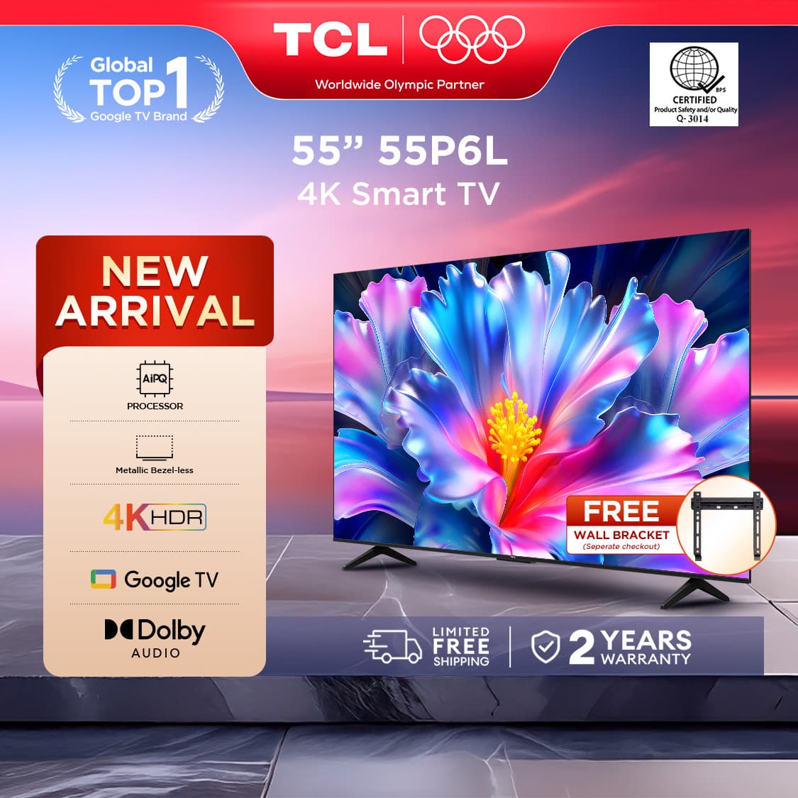 TCL P6L Series 4K HDR TV - 55/65/75 inch