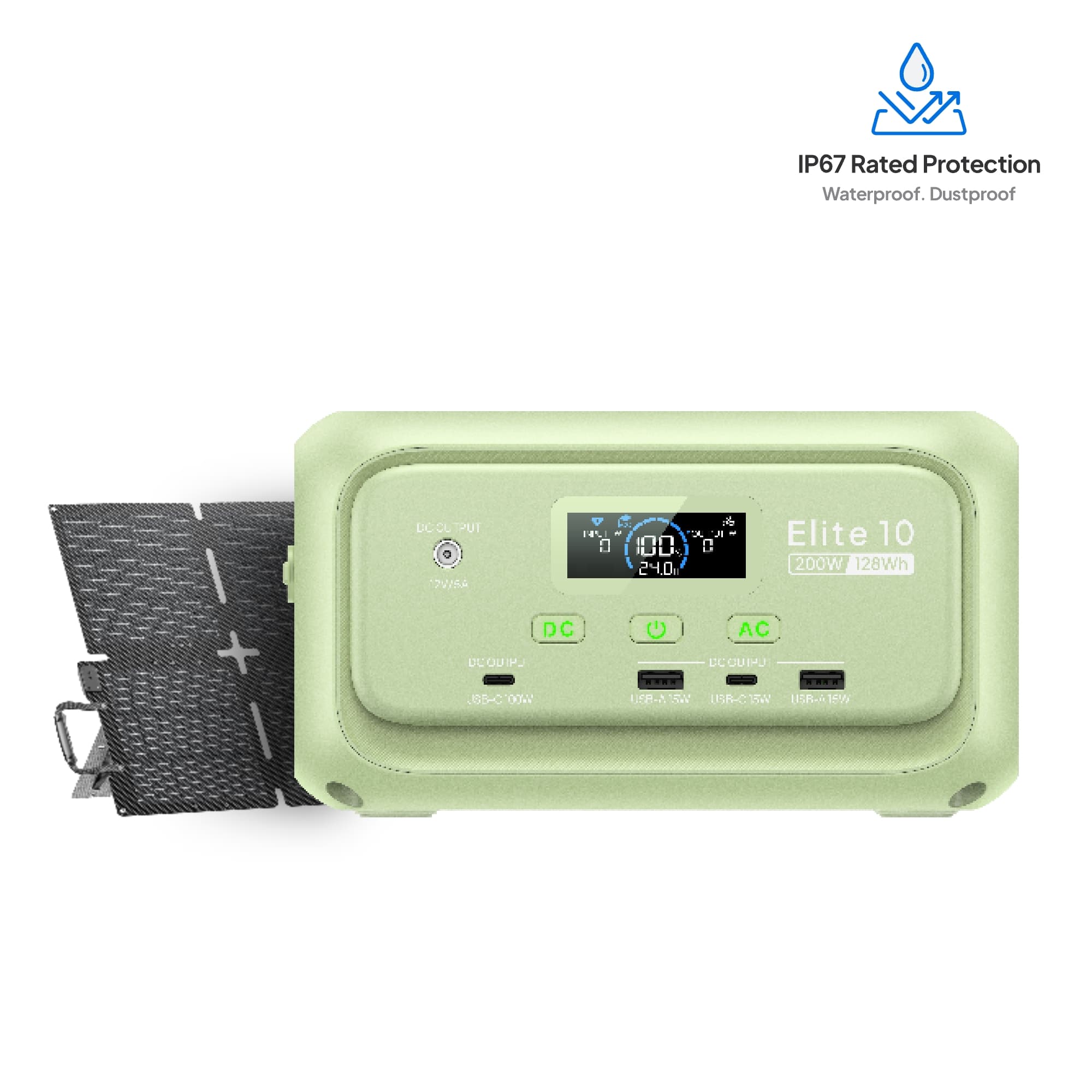 BLUETTI Elite 10 Mini Portable Power Station, 128Wh 34,595mAh LiFePO4 Battery with 200W AC Outlet, 10ms UPS Backup, Fast Recharge Solar Generator for Camping, Travel & Outage Emergency Backup