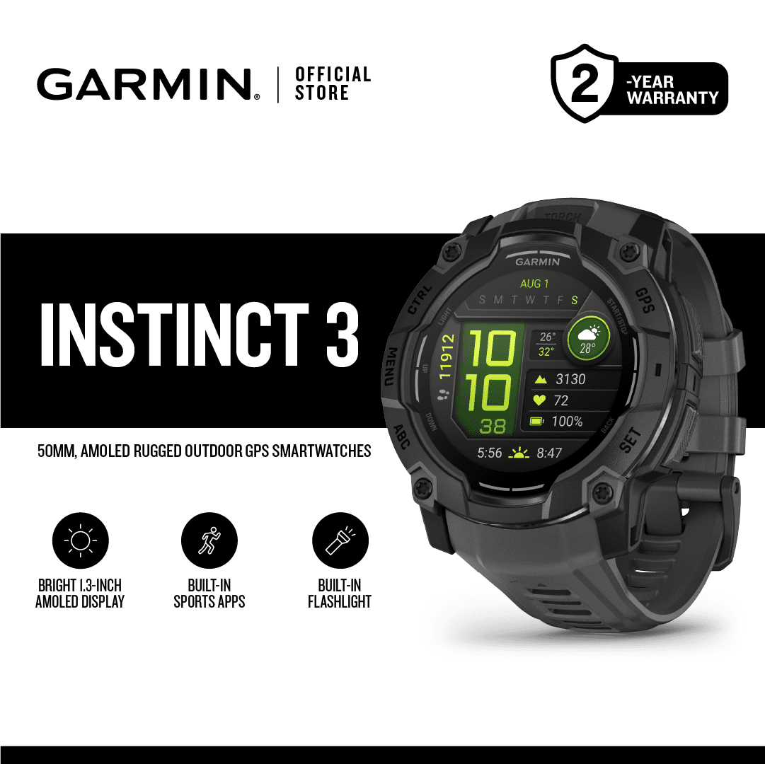 Garmin Instinct 3, AMOLED Series, Outdoor Fitness, GPS Smartwatch, for Outdoor Activities