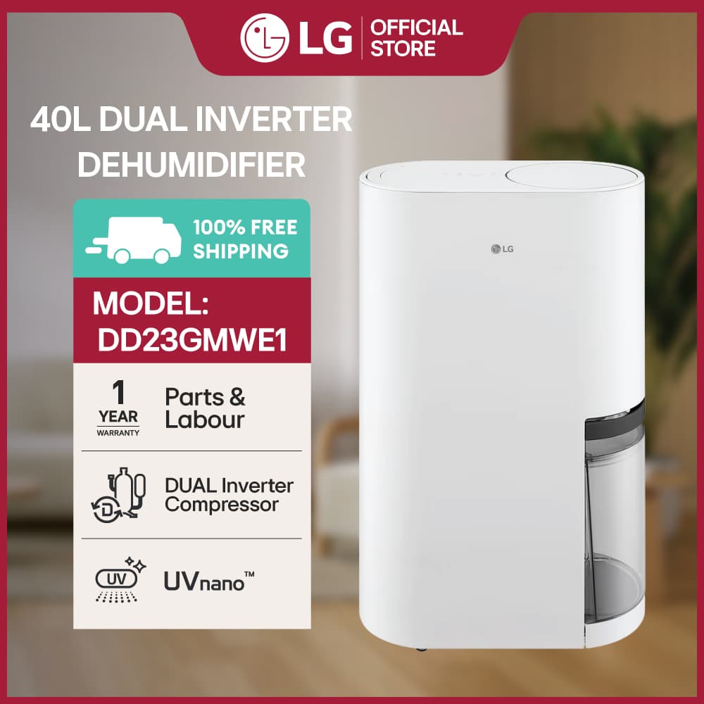 LG 40L Dual Inverter Compressor Dehumidifier - DD23GMWE1 - Free Delivery