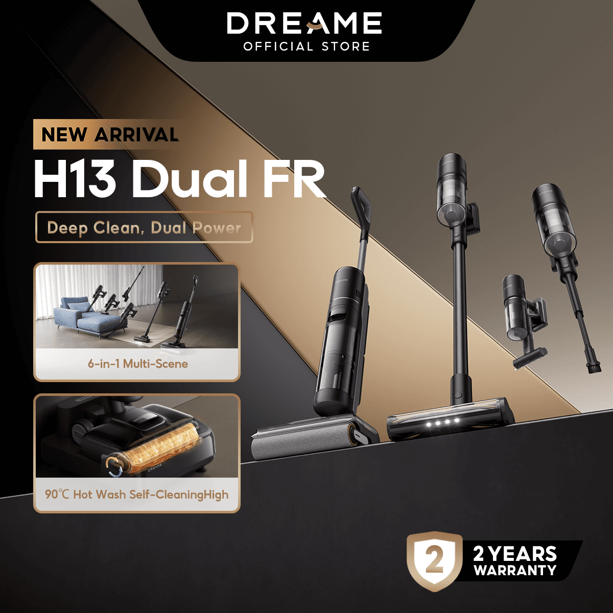 Dreame H13s FlexReach Wet & Dry Vacuum 21kPa Upgraded Suction Front & Rear Power-Assist