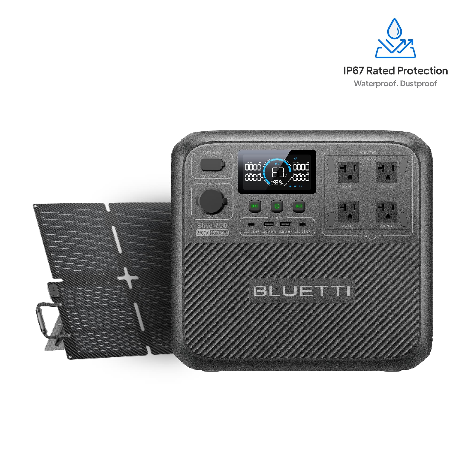 BLUETTI Solar Generator Elite 200 V2, 2073.6Wh LFP Battery Backup w/ 4 2600W AC Outlets (3900W Power Lifting) 17-Year Lifespan Portable Power Station for Camping Off-grid
