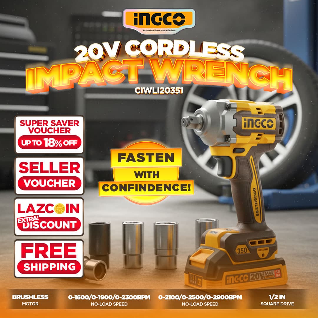 INGCO 350Nm 20V Brushless Cordless Impact Wrench 1/2" 3-Speed Rechargeable Lug Nut Remover For Automotive Repair - ICPT
