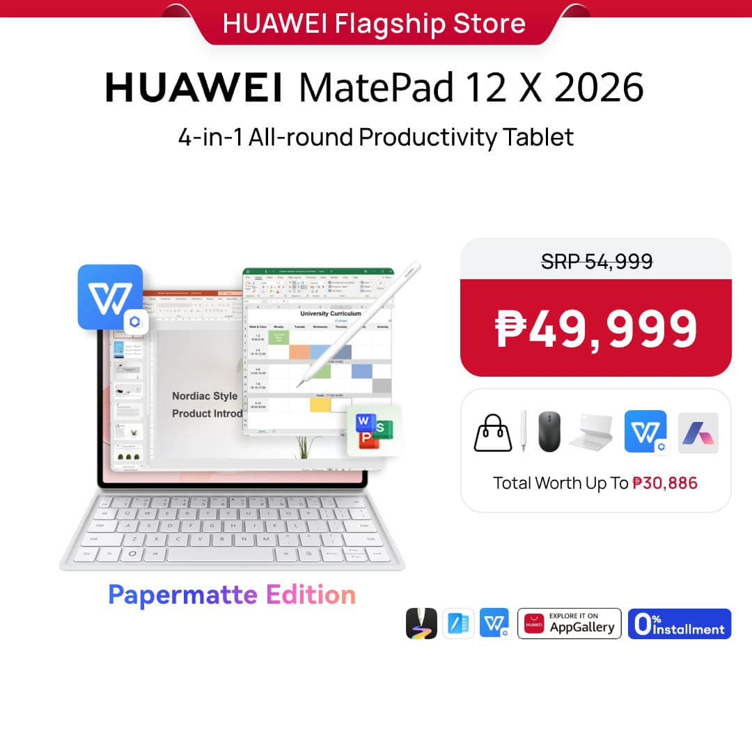 HUAWEI MatePad 12 X 2026 l PC-level WPS Office 3.0 l 12-inch Ultra-clear PaperMatte Display l All-new HUAWEI M-Pencil Pro l 10100 mAh Battery