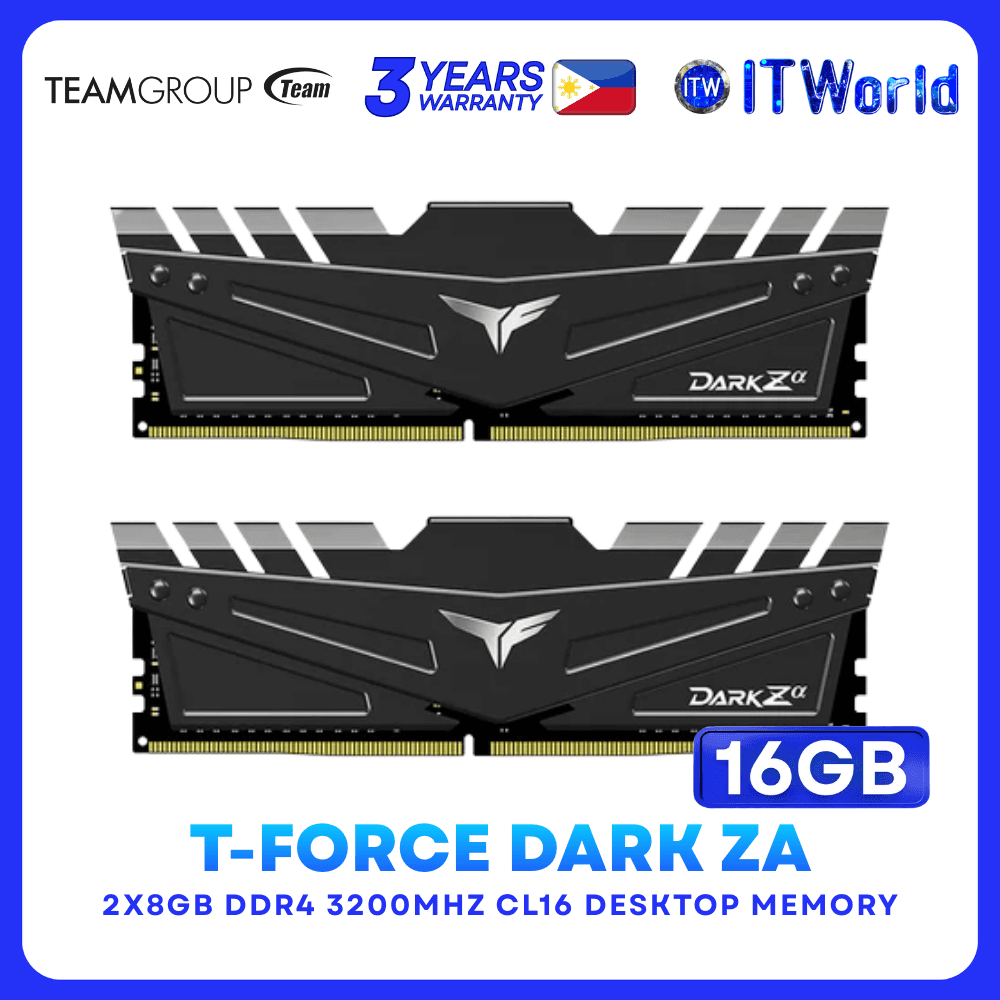 Teamgroup DDR4 RAM 16GB (2x8GB) 3200Mhz T-Force Dark Zα for AMD (TDZAD416G3200HC16CDC01)